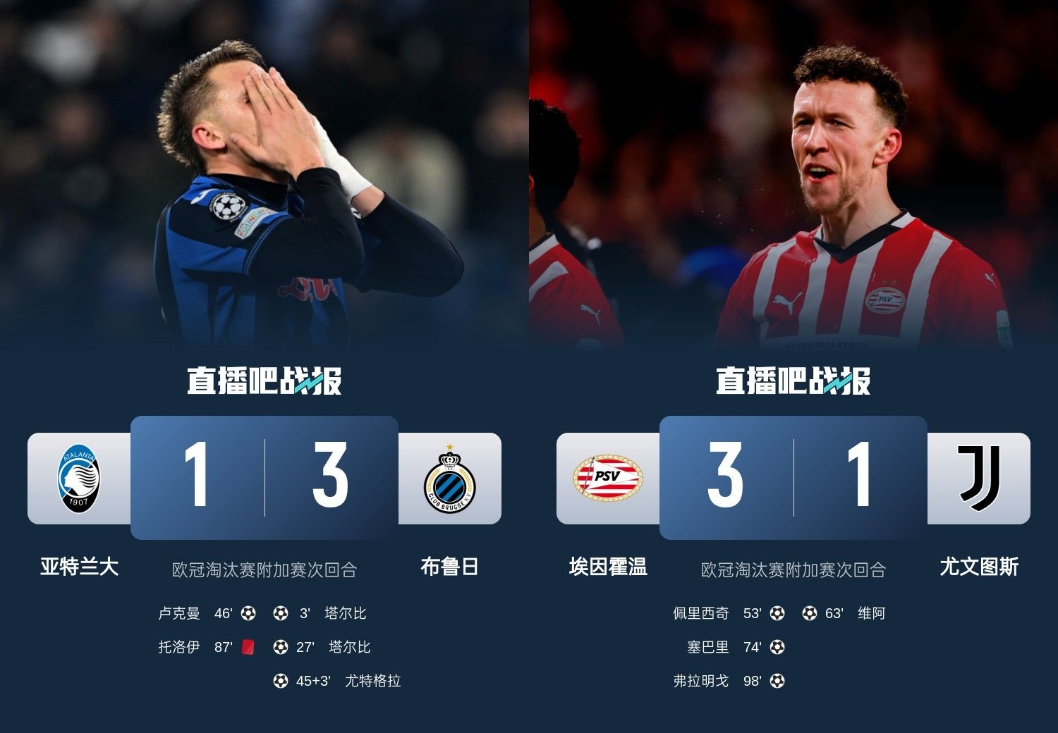  真是意甲拉垮？PSV淘汰尤文后3連敗，布魯日爆冷真藍(lán)黑后1勝難求