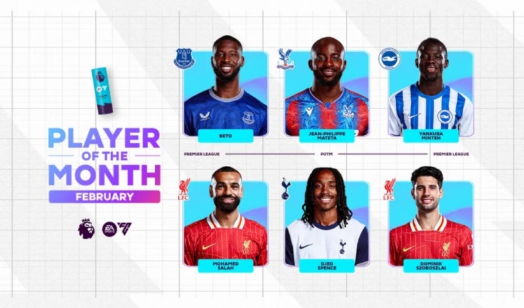  英超2月最佳候選：貝托、馬特塔、明特、薩拉赫、斯賓塞、索博